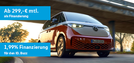 Vorderseitenansicht eines ID.Buzz Pro Gebrauchtwagen in energetic orange und candy white